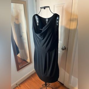 Clara Sun Woo Black Sleeveless  Dress Cowl Neck Career women’s Large